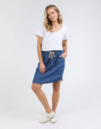 Emmy Chambray Denim Skirt Dark Blue