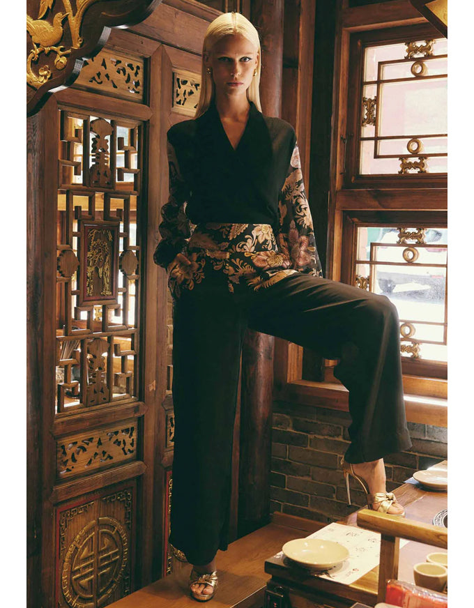 Empress Placement Print Pant Dragon Flower