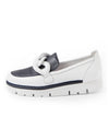 Erora White Navy Leather Loafers by Top End