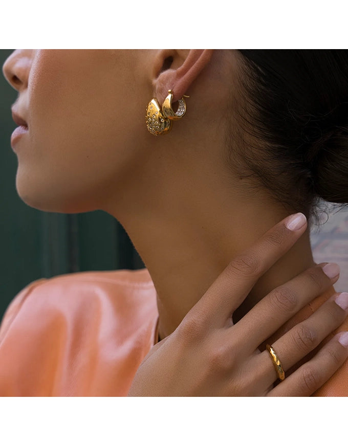 Crystal Flared Midi Hoops