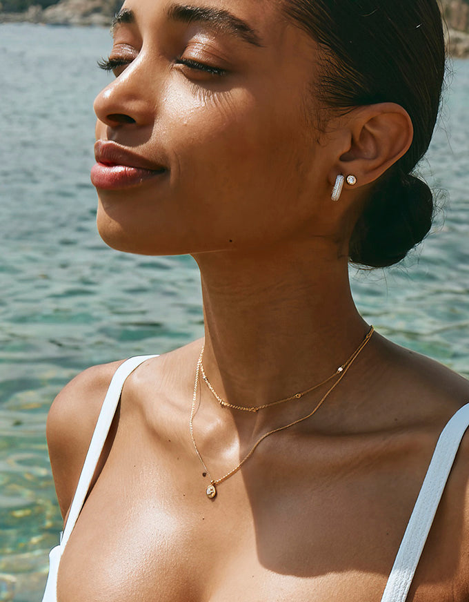 Reversible Hoops - Gold/Pave Crystals