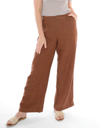 The Fly Front Linen Pant in Sepia, from Jump.