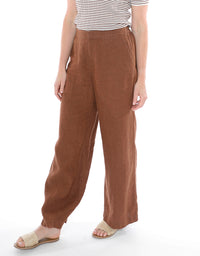 The Fly Front Linen Pant in Sepia, from Jump.