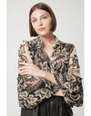 the Garance Shirt in black and beige print