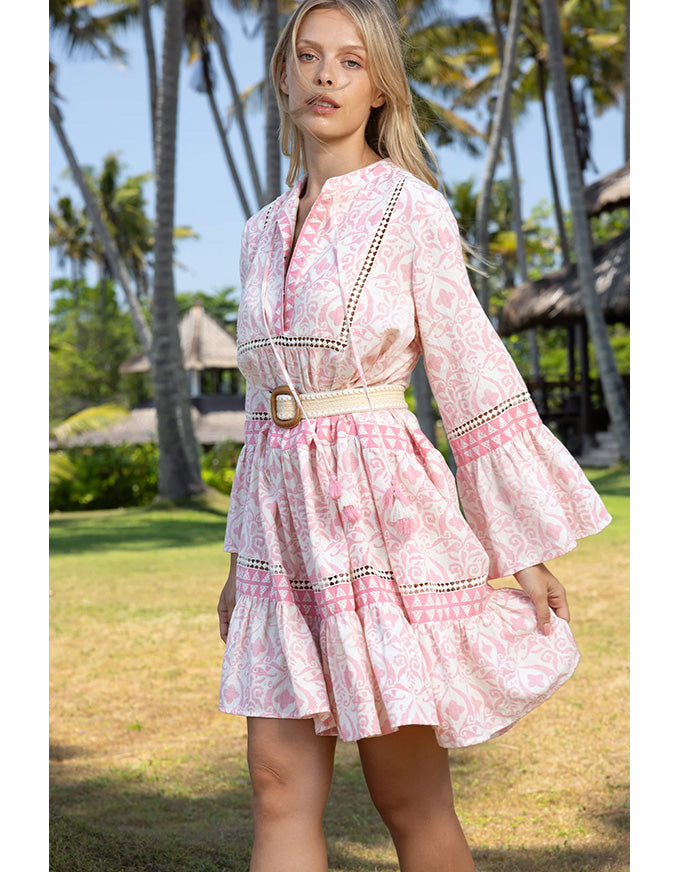 Dress Jaya 100% Cotton Pink & White