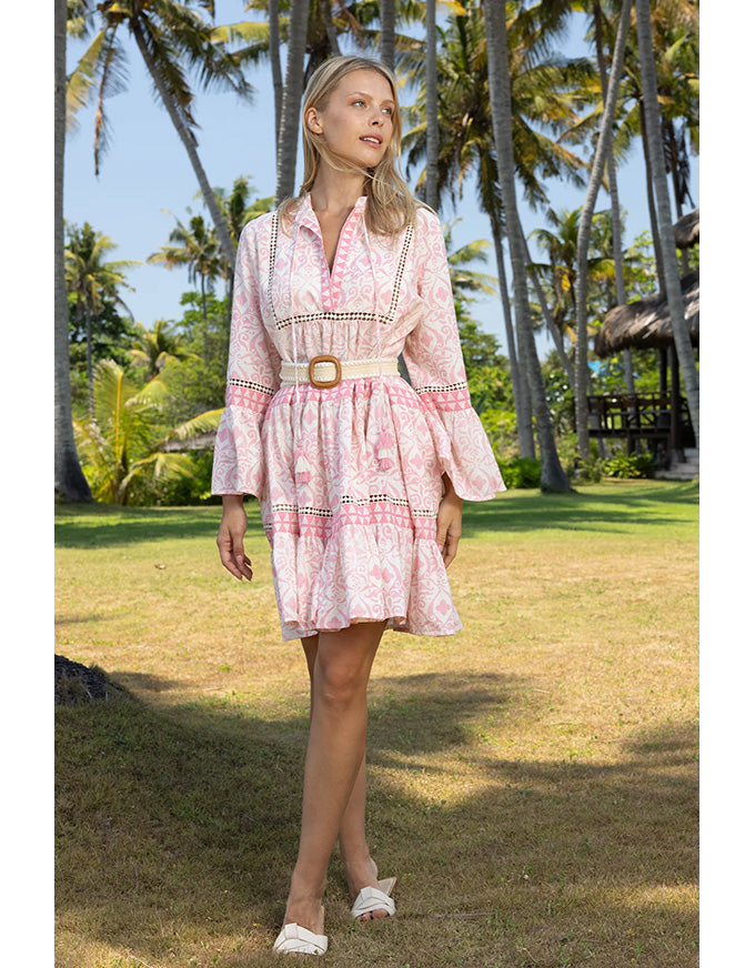 Dress Jaya 100% Cotton Pink & White