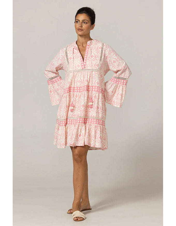 Dress Jaya 100% Cotton Pink & White