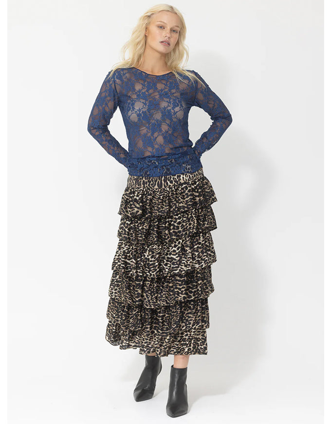 Geo Floral Lace Top Sapphire