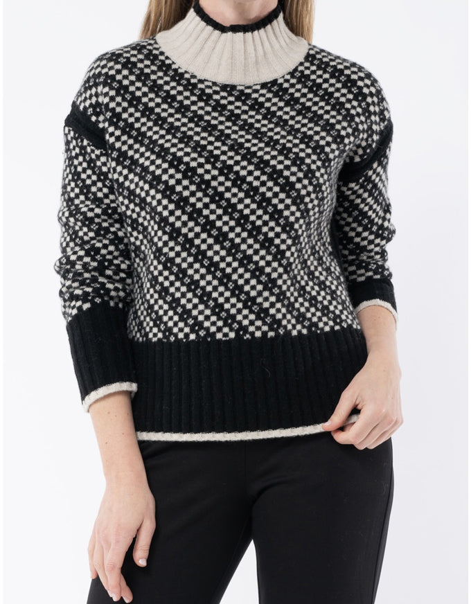 Geo Intarsia Pullover Black/Stone