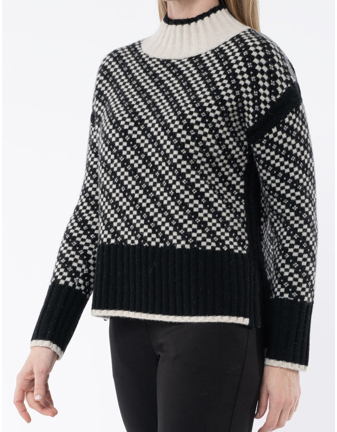 Geo Intarsia Pullover Black/Stone