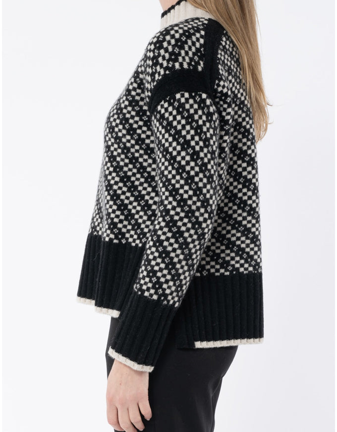 Geo Intarsia Pullover Black/Stone