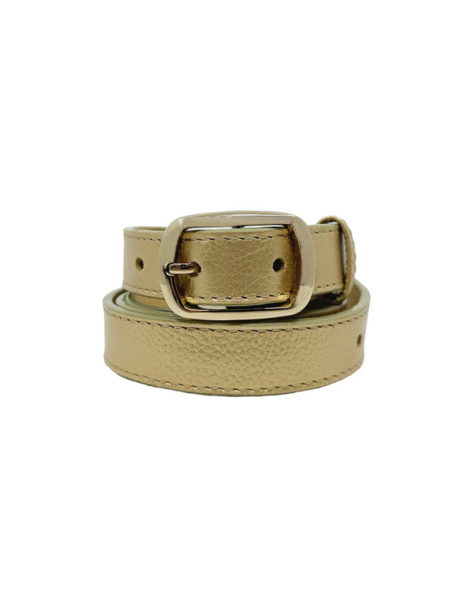 Skinny Belt Gold Leather