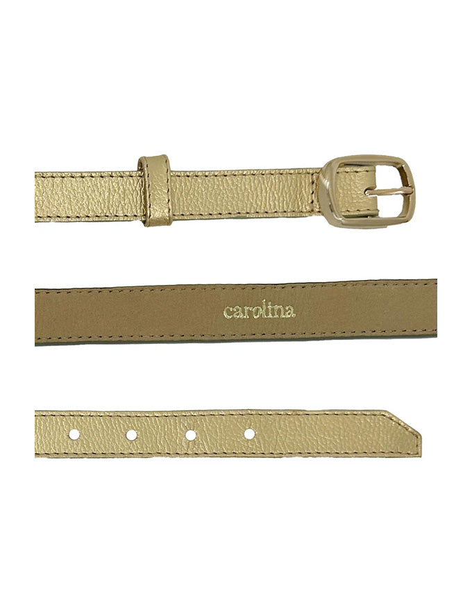 Skinny Belt Gold Leather