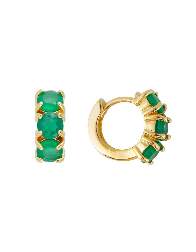 Green Agate Huggies Gold