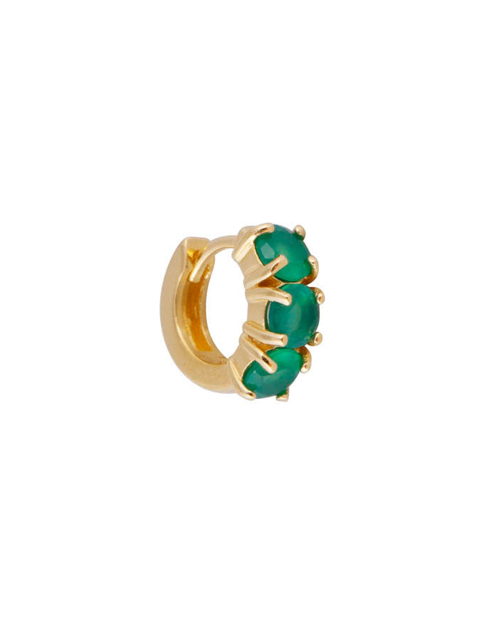 Green Agate Huggies Gold
