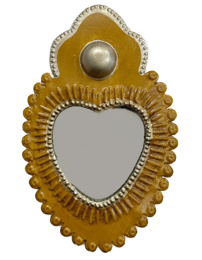 Heart Mirror W Button Yellow