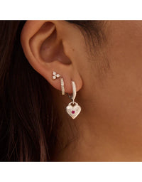 Love You Small Heart Earrings Silver