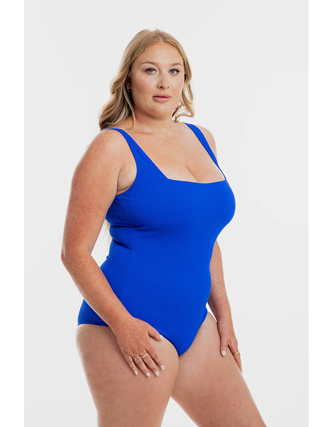 Cobalt Pebbled Textured Square One Piece