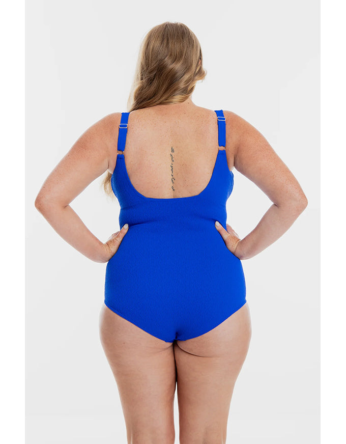 Cobalt Pebbled Textured Square One Piece