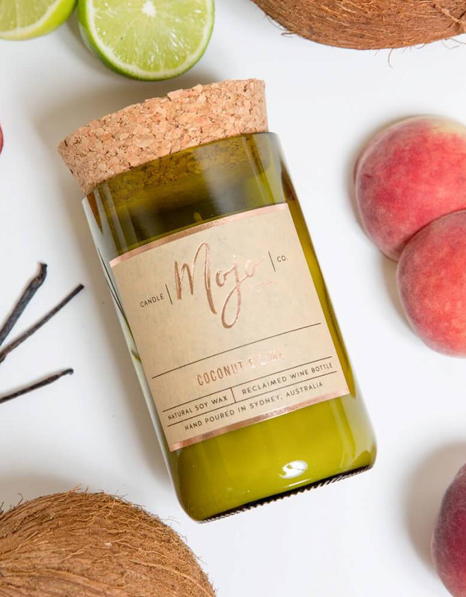 Wine Bottle Candle Coconut & Lime