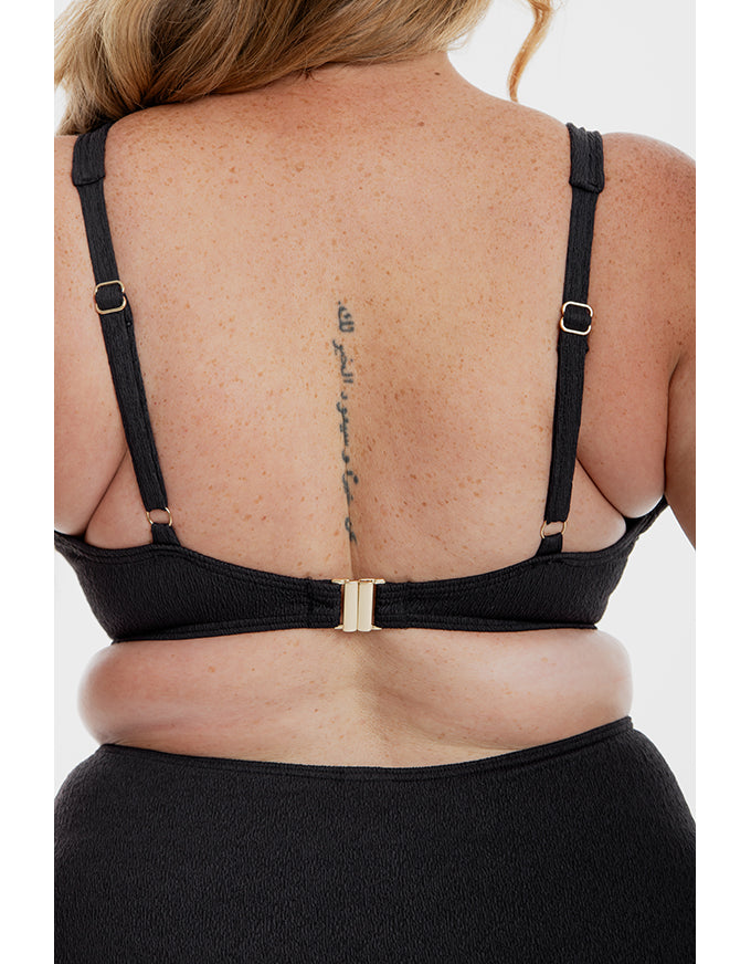 Black Pebbled Textured Twist Bikini Set