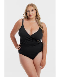Black Pebbled Textured X Tankini Set