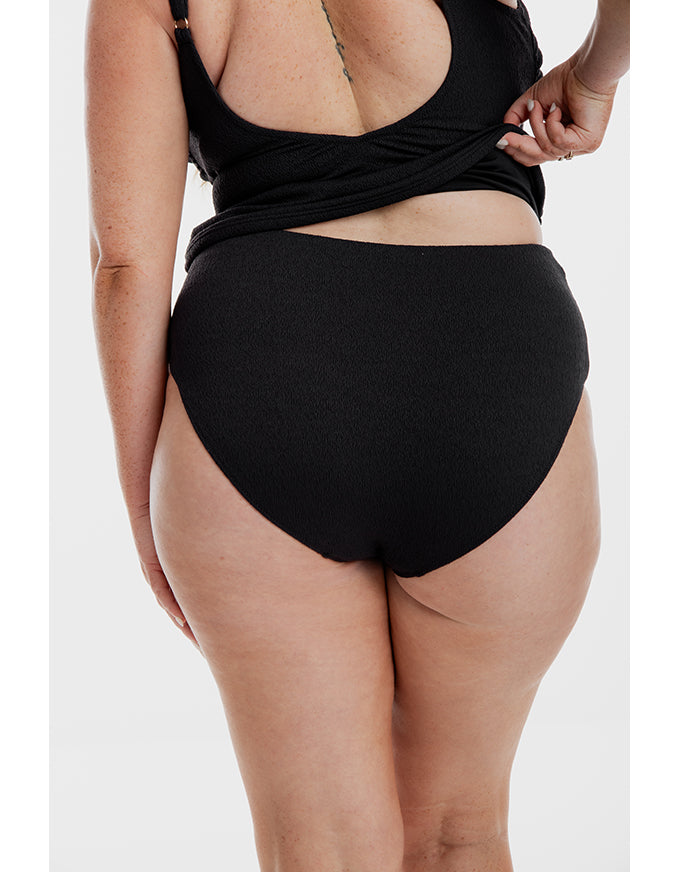 Black Pebbled Textured X Tankini Set