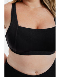 Black Pebbled Textured Square Bikini Set
