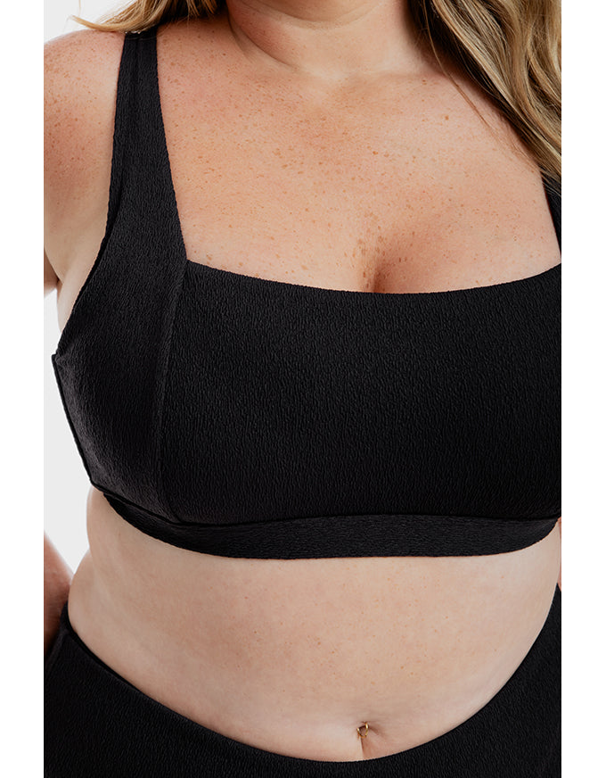 Black Pebbled Textured Square Bikini Set