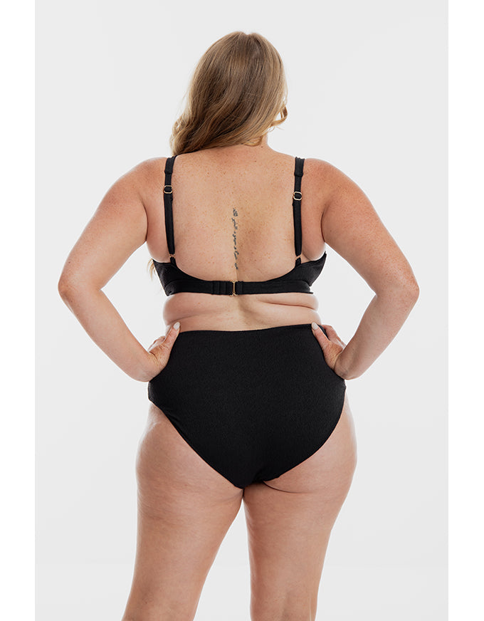 Black Pebbled Textured Square Bikini Set
