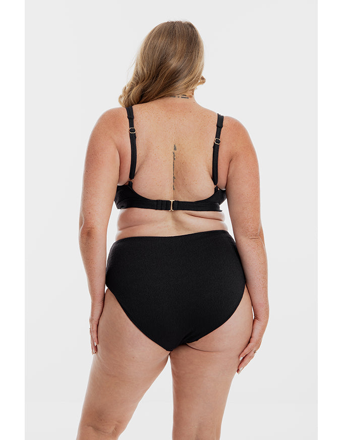 Black Pebbled Textured Square Bikini Set