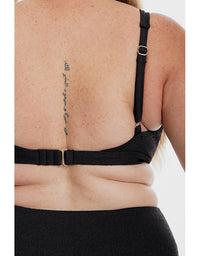 Black Pebbled Textured Square Bikini Set