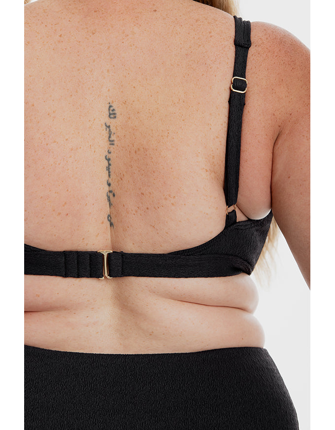 Black Pebbled Textured Square Bikini Set