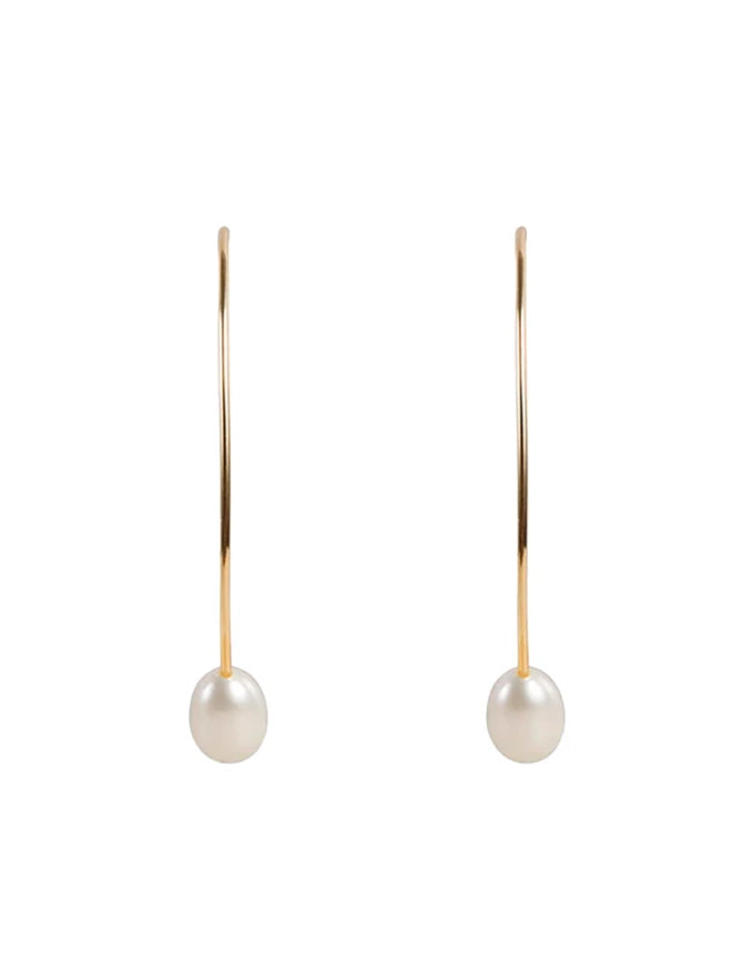 Pearl Curve Earrings Gold