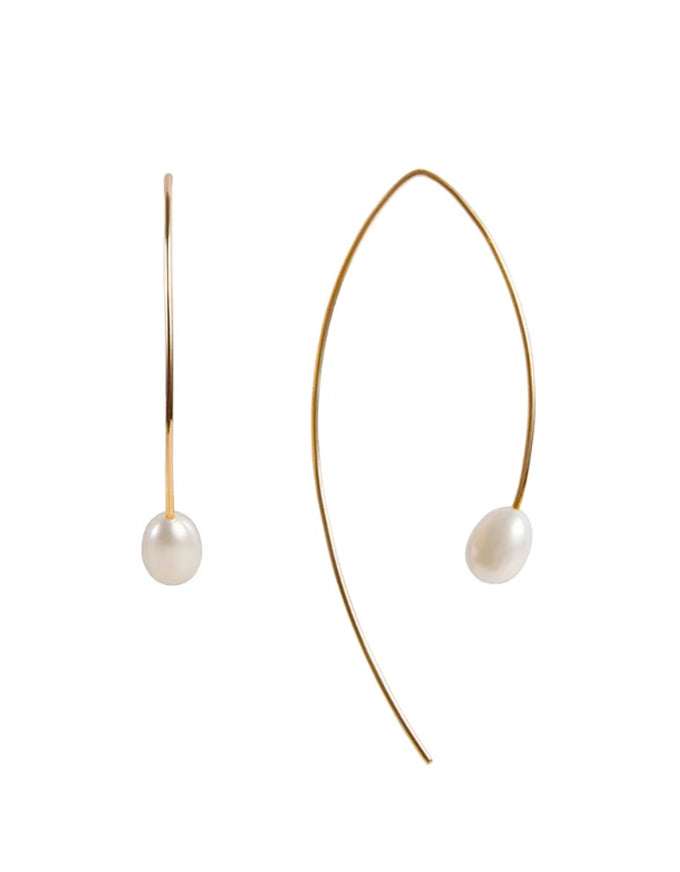 Pearl Curve Earrings Gold