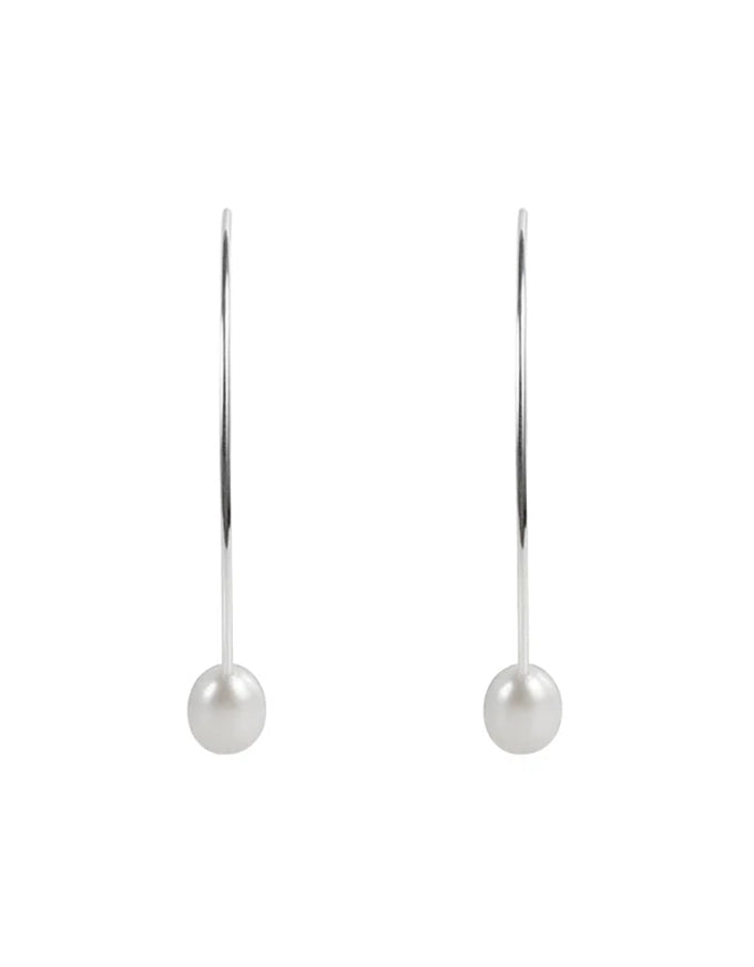 Pearl Curve Earrings Silver