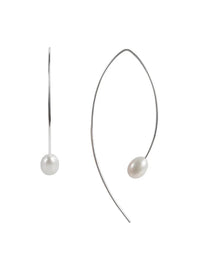 Pearl Curve Earrings Silver