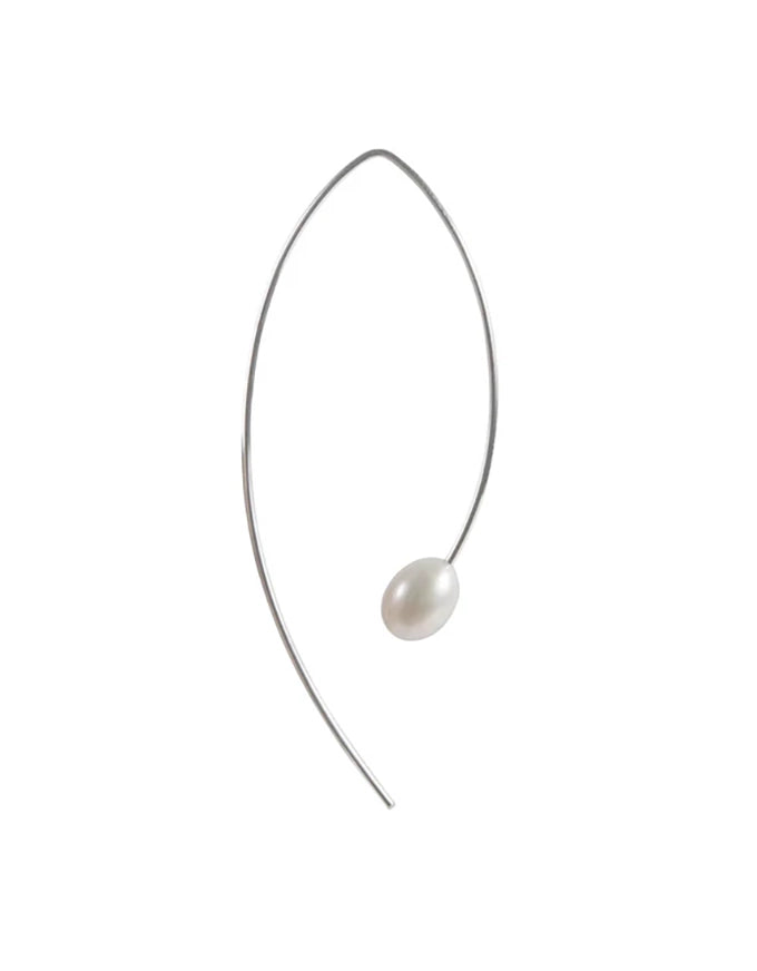 Pearl Curve Earrings Silver