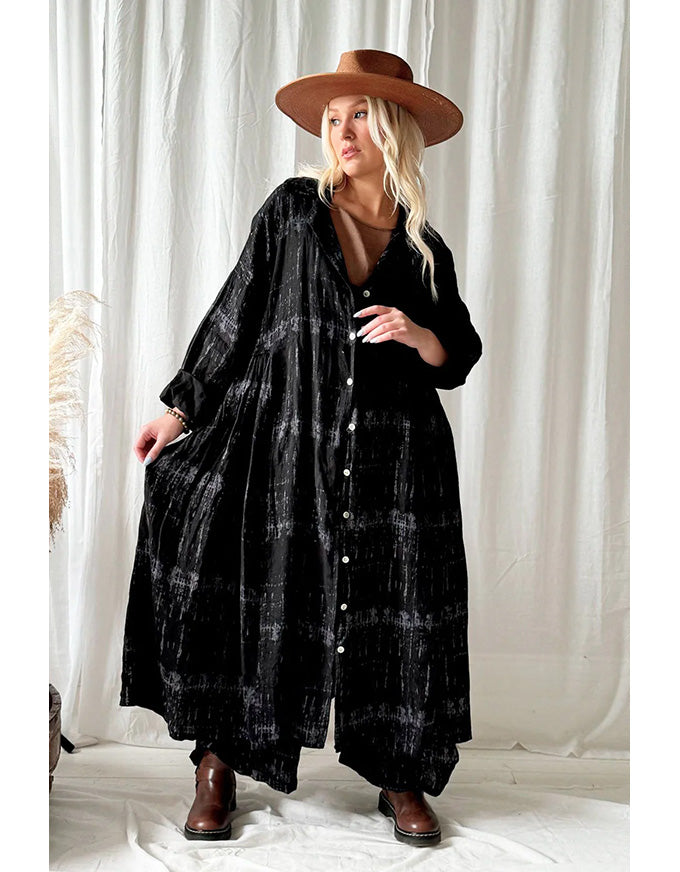 Wells Linen Dress Black Print
