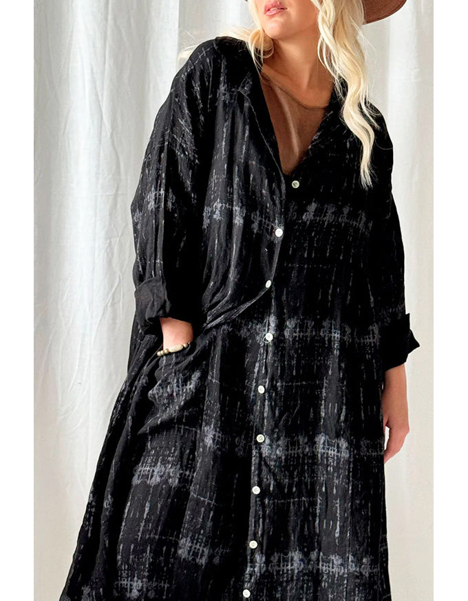 Wells Linen Dress Black Print