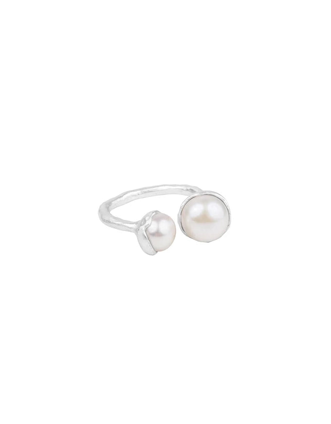 Double Pearl Ring Silver