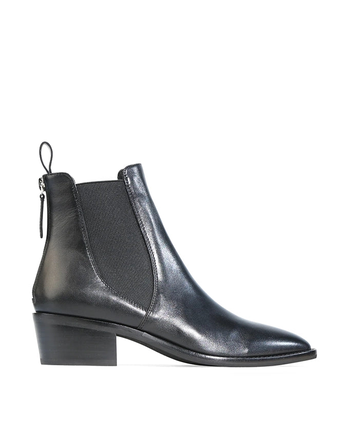 Ila Black Leather Ankle Boot