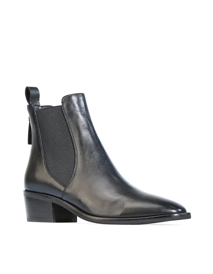 Ila Black Leather Ankle Boot