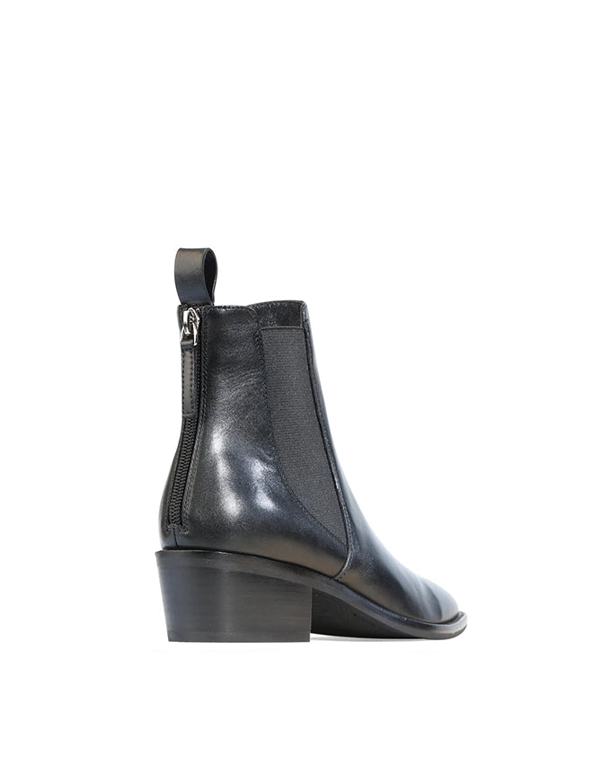 Ila Black Leather Ankle Boot