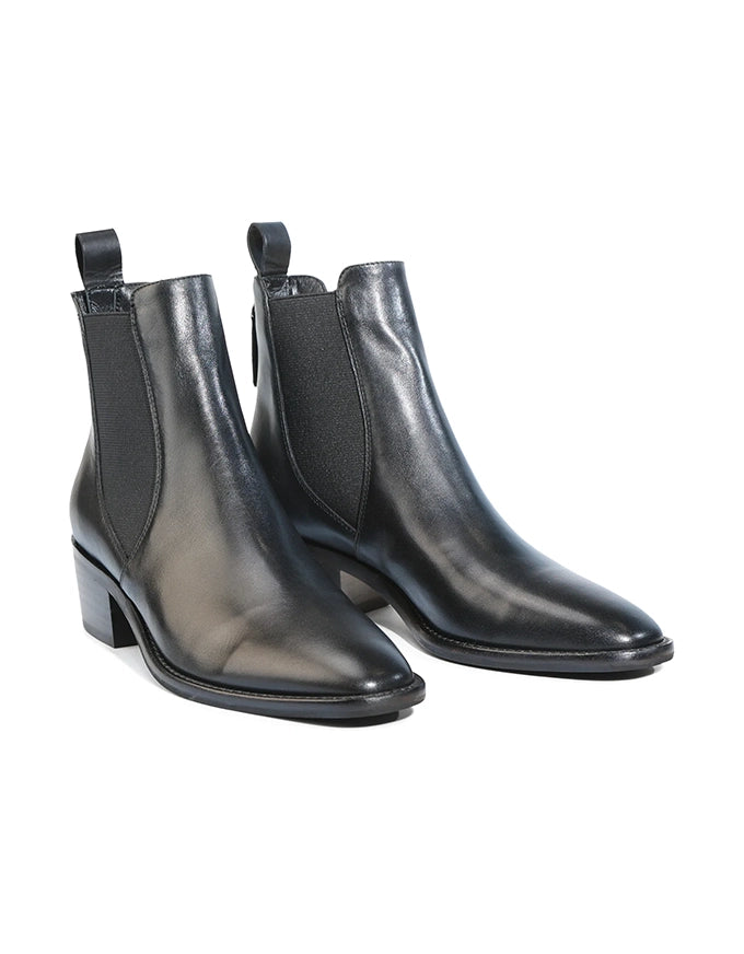 Ila Black Leather Ankle Boot