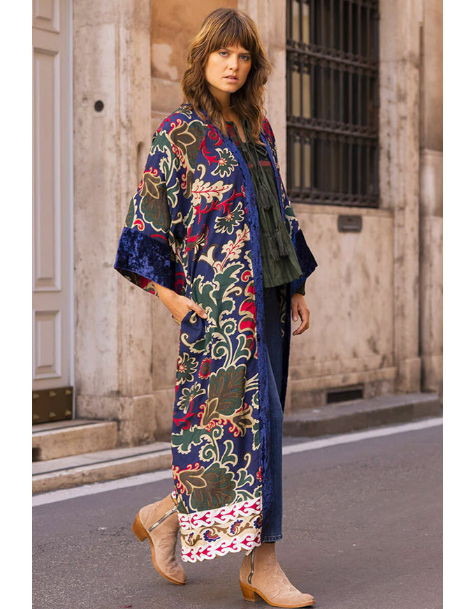 Ivana Kimono Navy Print