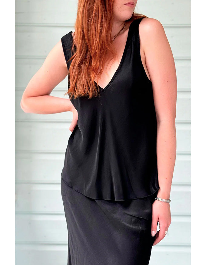 Jaci Viscose Bias Top Black