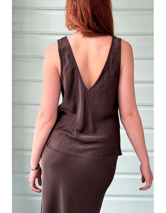 Jaci Viscose Bias Top Chocolate