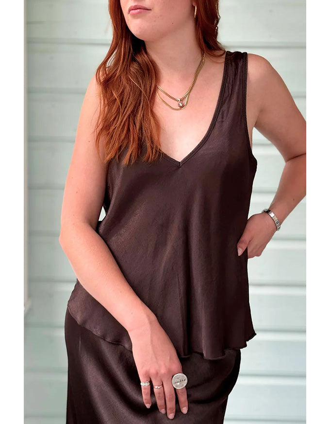 Jaci Viscose Bias Top Chocolate