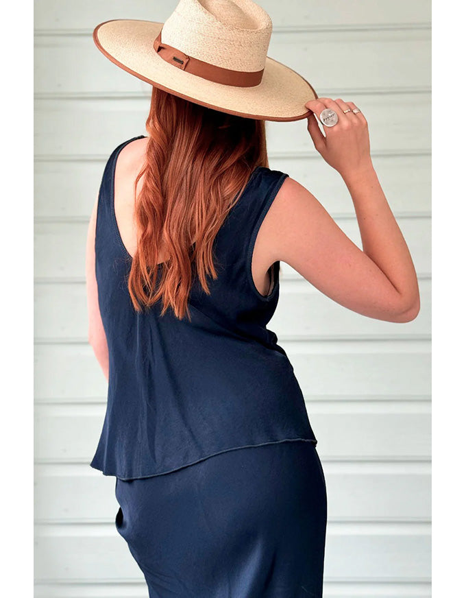 Jaci Viscose Bias Top Navy